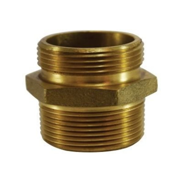 Midland Metal Hex Nipple, Nipple, 112 Nominal, MNPT x MNPSH, Brass 444042